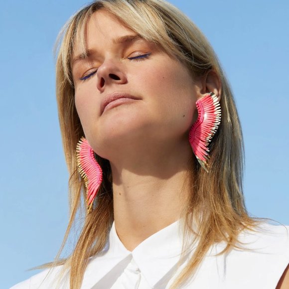 Mignonne Gavigan NY Madeline Large Wing Earrings Hot Pink NWT - Picture 8 of 8